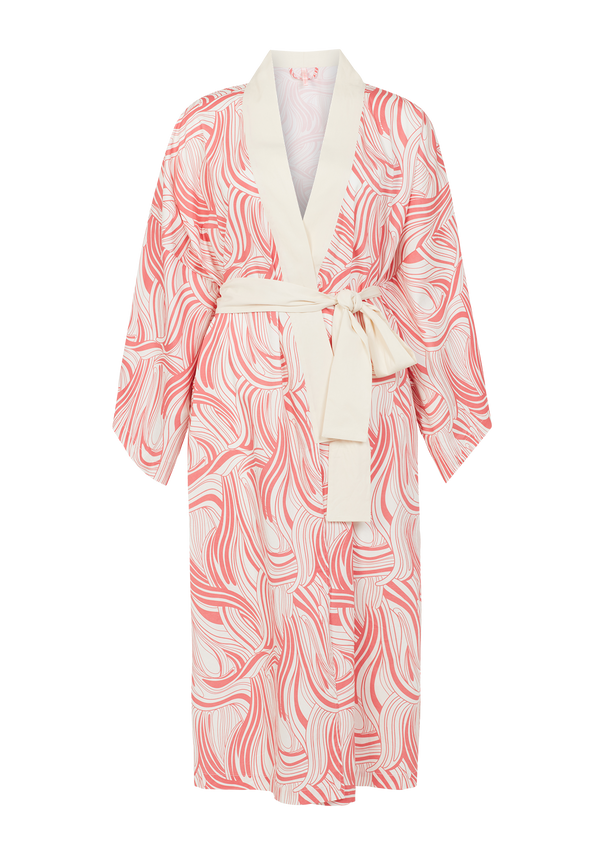 Mabel Geometric Swirl Print Kimono Dressing Gown