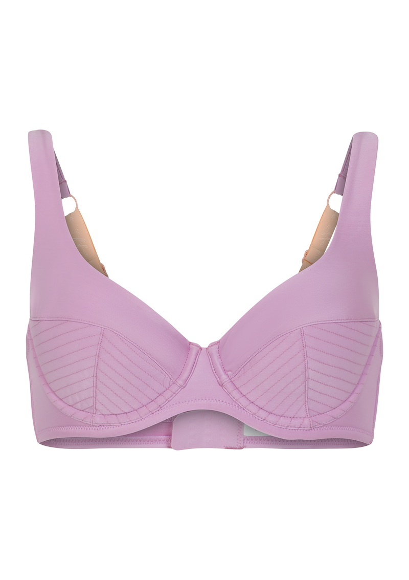 Evaline Purple Satin Bra