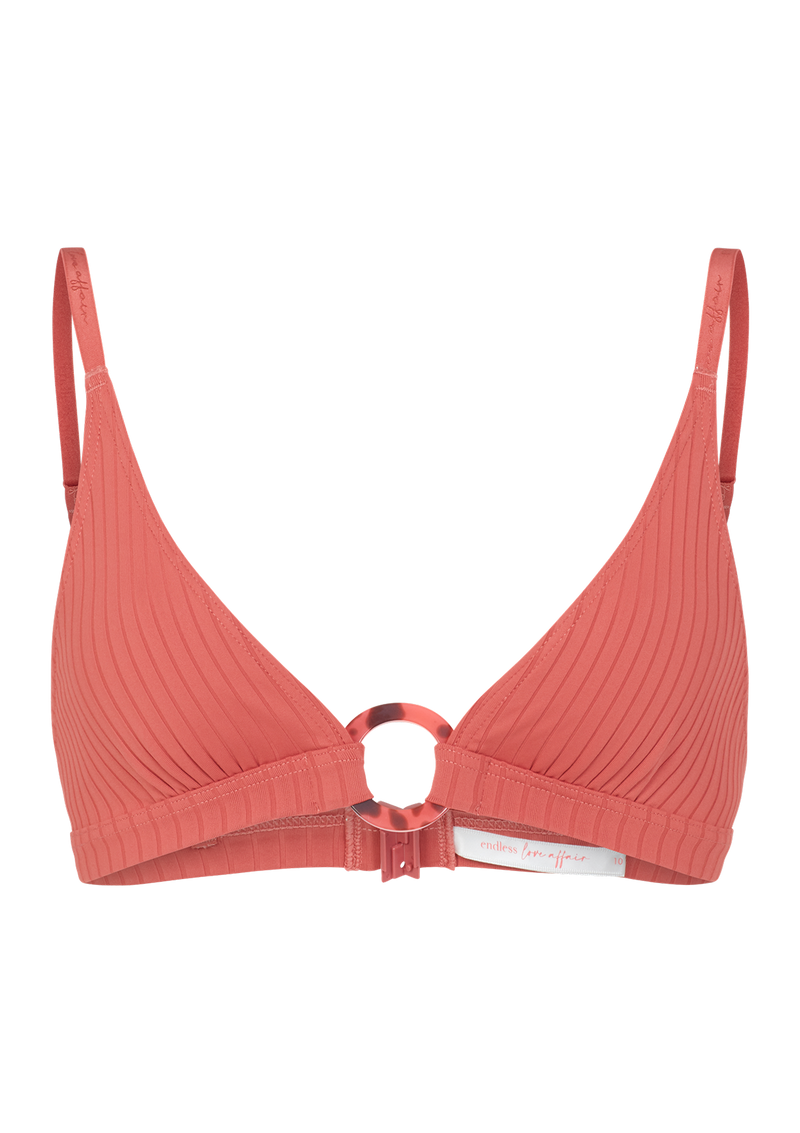 Iris Pink Ribbed Bikini Top With Ring