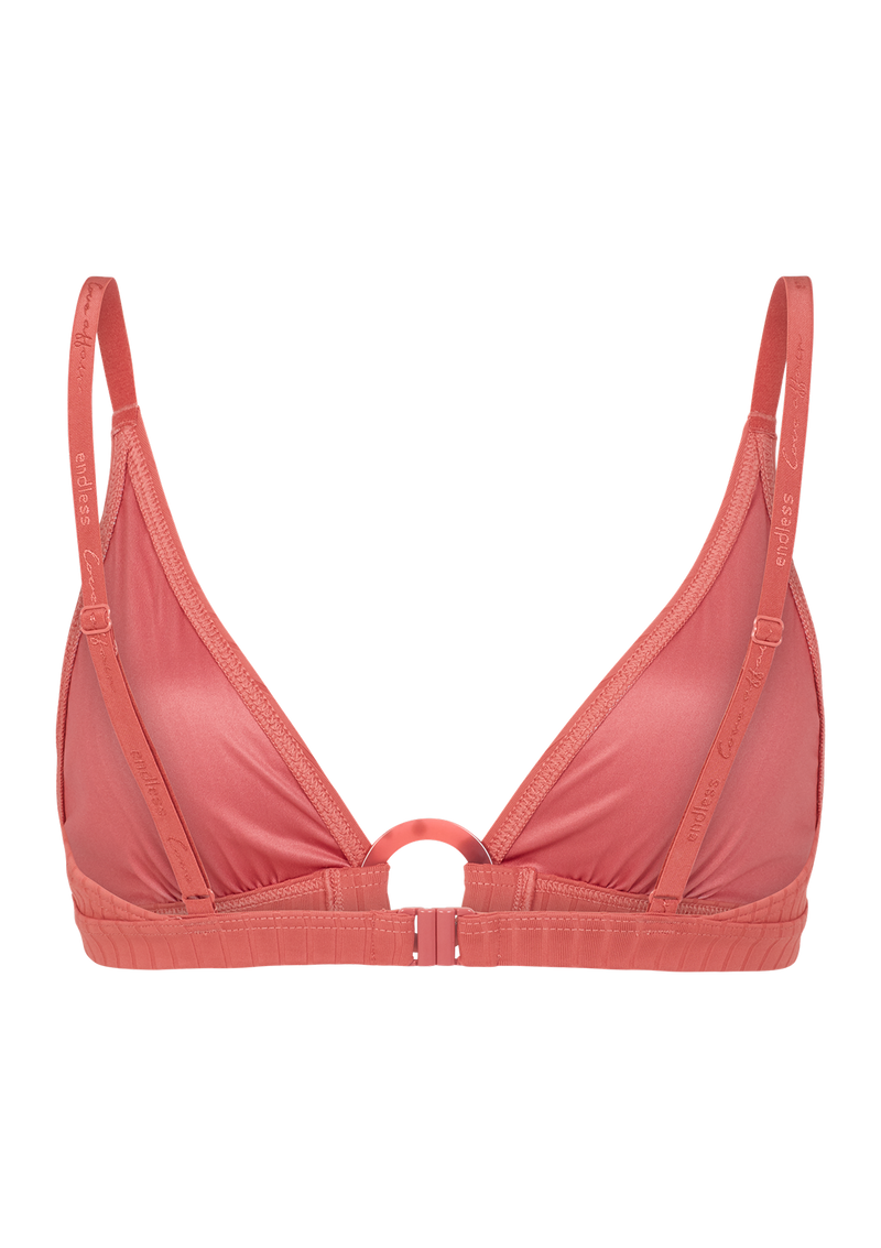 Iris Pink Ribbed Bikini Top With Ring