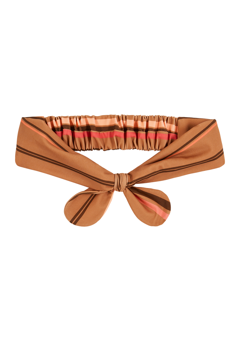 Misty Brown Stripe Tie Front Headband