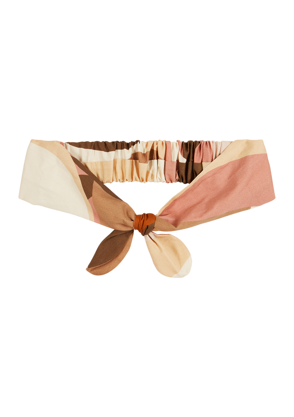 Misty Brown And Pink Swirl Tie Front Headband