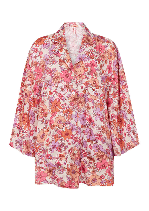 Eliza Longline 60s Floral Pocket Pyjama Shirt