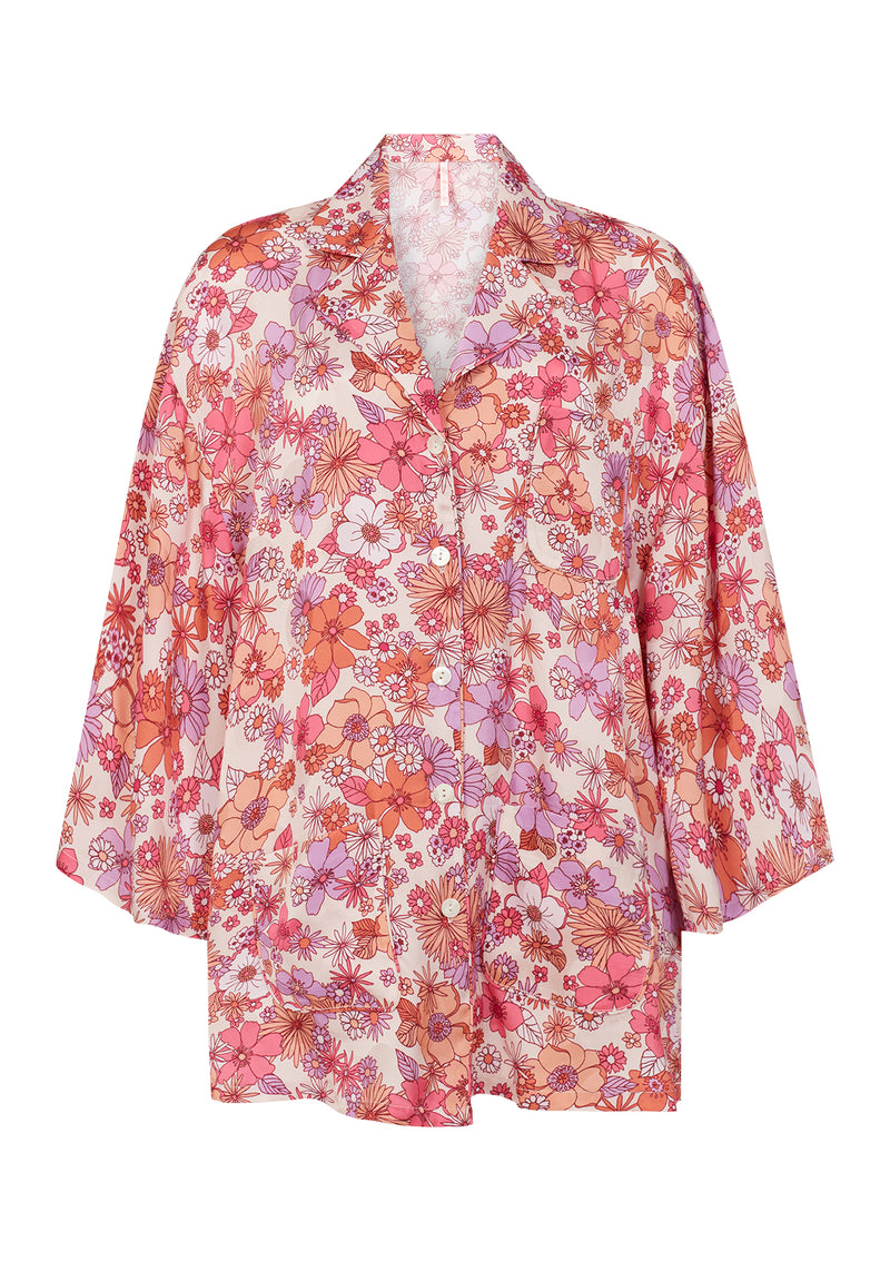 Eliza Longline 60s Floral Pocket Pyjama Shirt