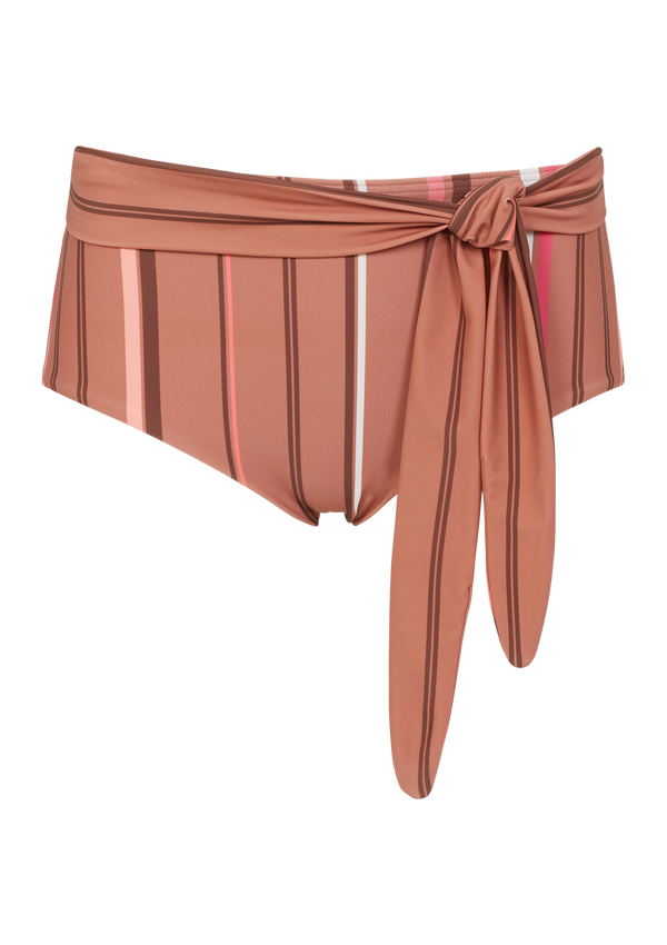 Bonnie Pink And Brown Stripe High Waist Bikini Bottom