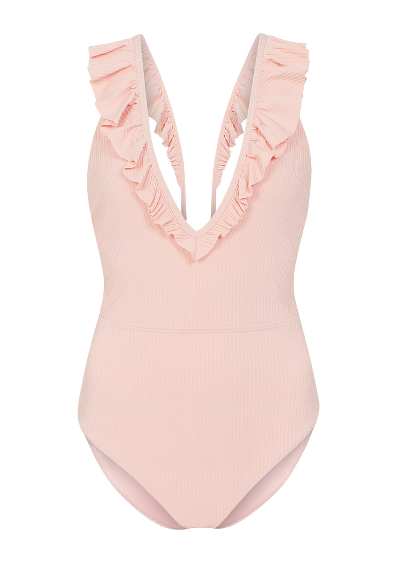 Ellie Pink Frill Tie Back Swimsuit