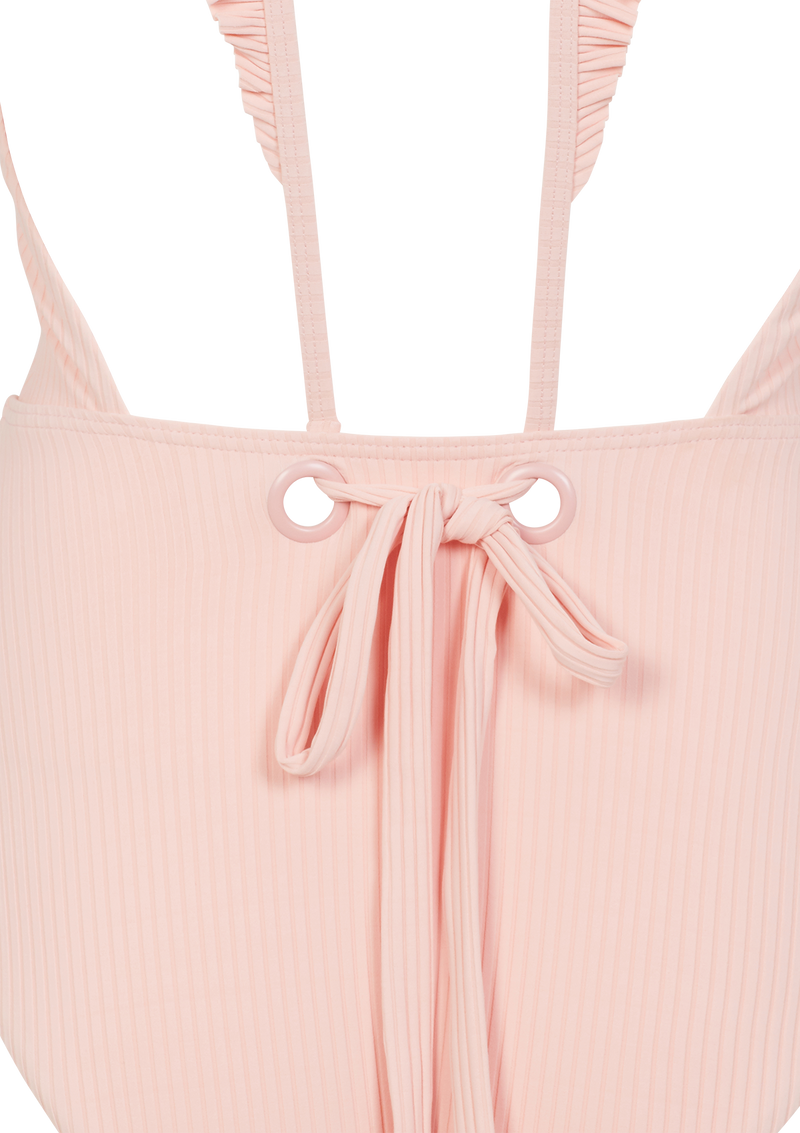 Ellie Pink Frill Tie Back Swimsuit