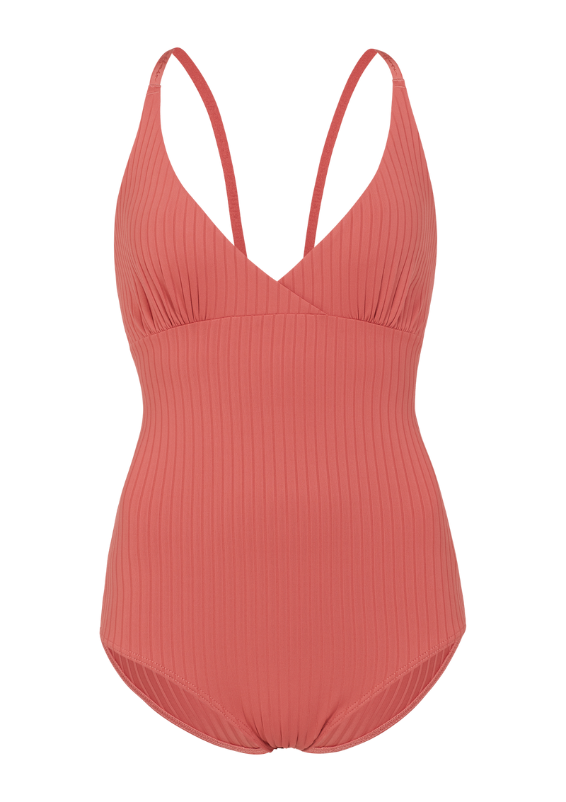 Esme Berry Pink Ribbed Swimsuit