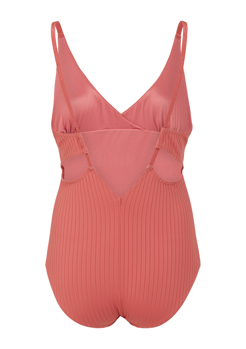 Esme Berry Pink Ribbed Swimsuit