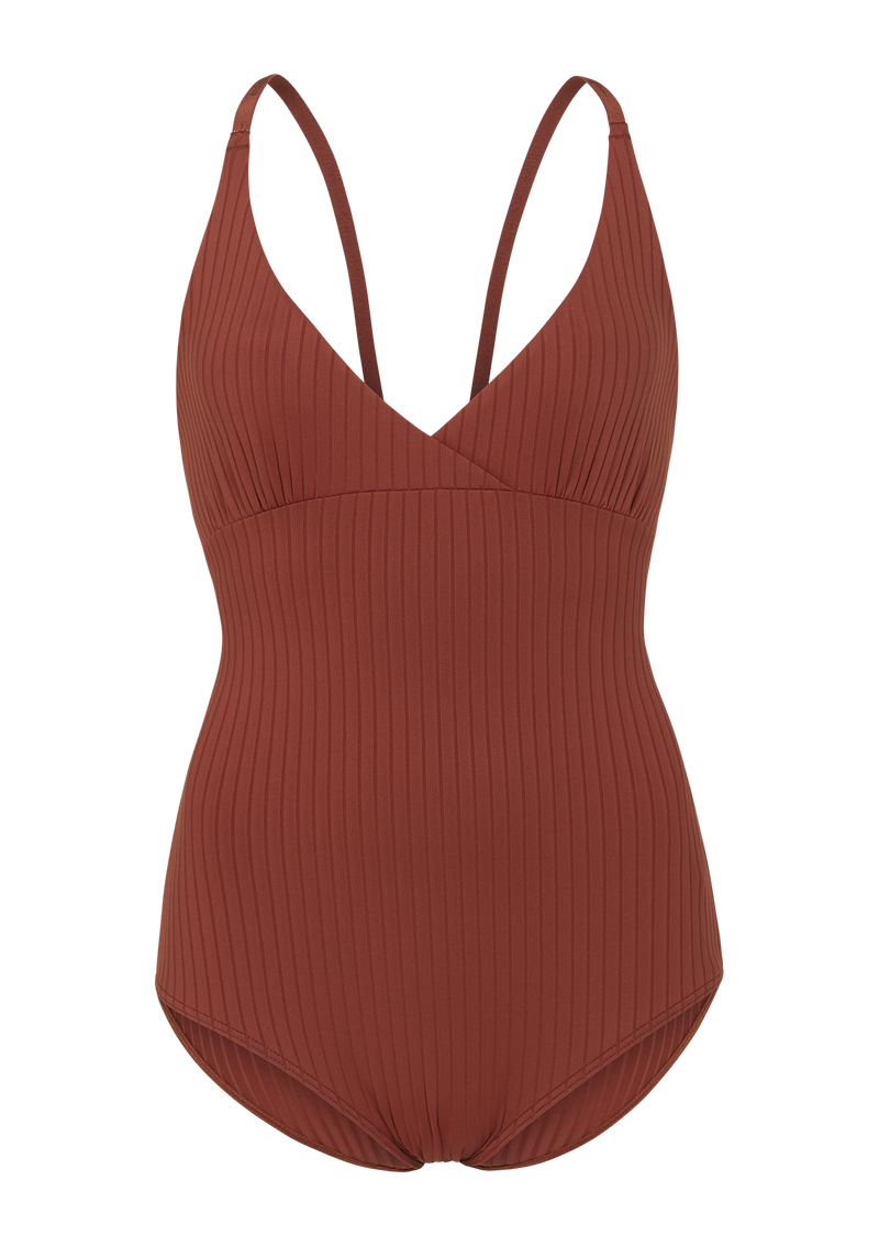 Esme Dark Brown Ribbed Swimsuit