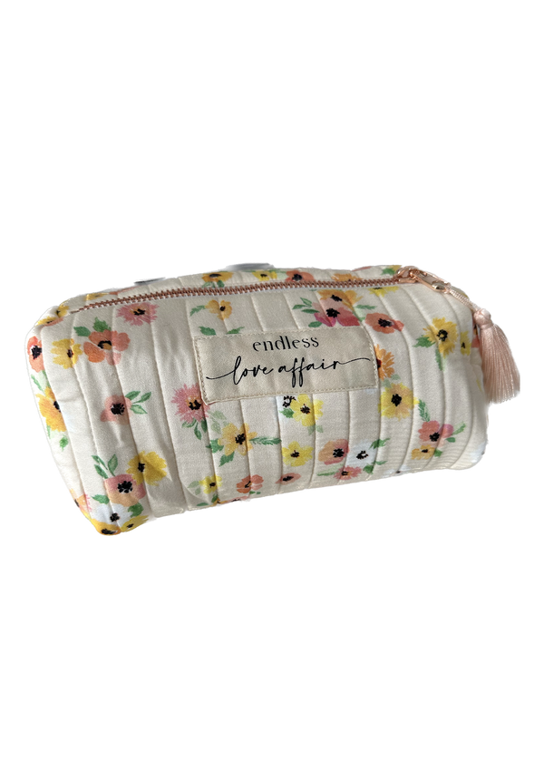 Tansy White Floral Cosmetic Bag